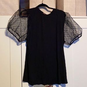 Xl ballon sleeve polka dot womens black elegant shirt